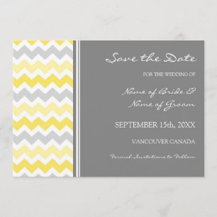 Grey Yellow Wedding Save the Date Card