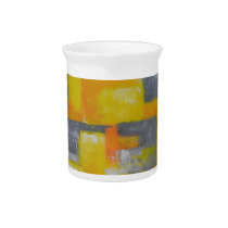 grey yellow white abstract art painting beverage pitcher