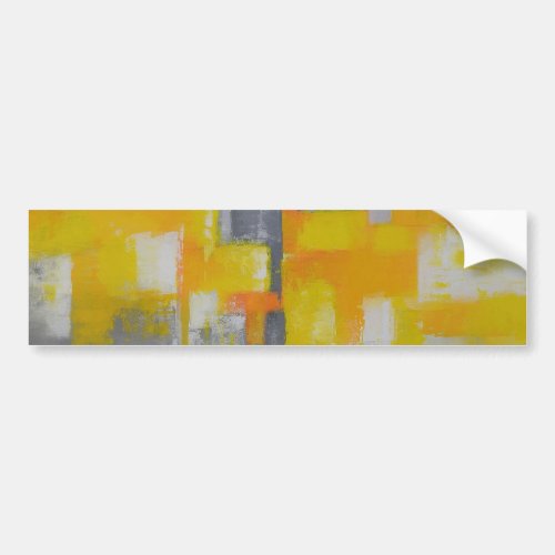grey yellow white abstract art painting bumper sticker