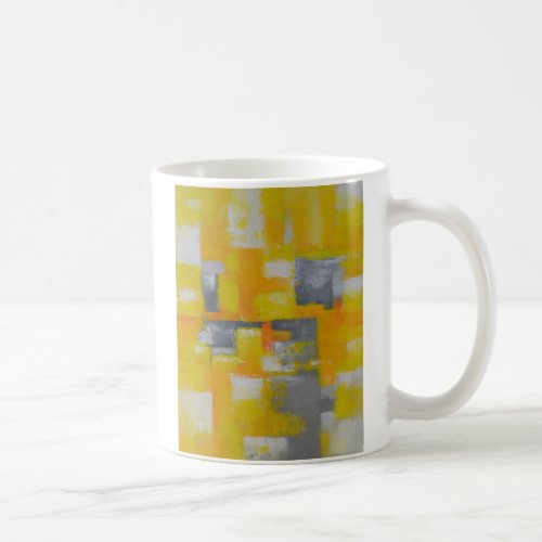 grey yellow white abstract art painting coffee mug