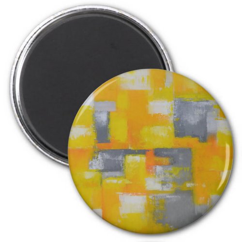 grey yellow white abstract art painting magnet