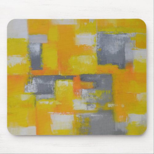 grey yellow white abstract art painting mouse pad