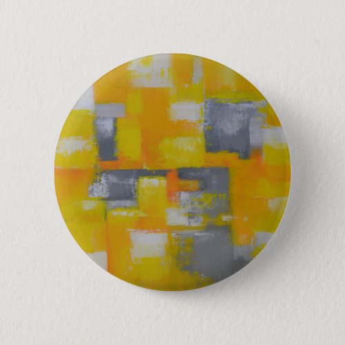 grey yellow white abstract art painting pinback button