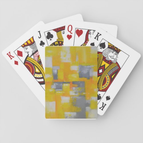 grey yellow white abstract art painting playing cards