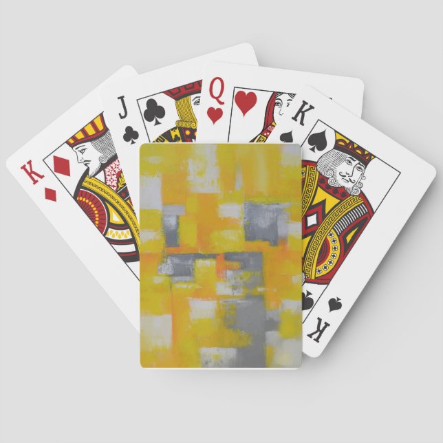 grey yellow white abstract art painting poker cards (Back)