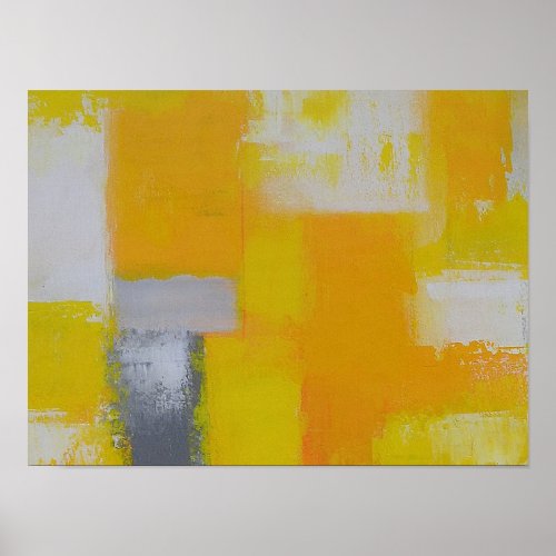 grey yellow white abstract art painting poster