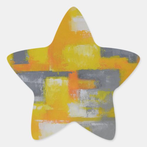 grey yellow white abstract art painting star sticker