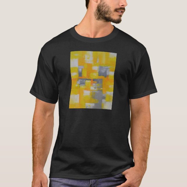 grey yellow white abstract art painting T-Shirt (Front)