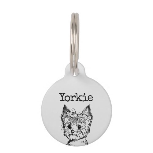 Grey Yorkshire terrier Yorkie Pet ID Tag