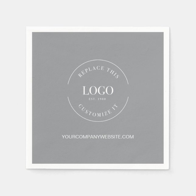 Grey Your Logo Here Company website Custom Napkins (Front)