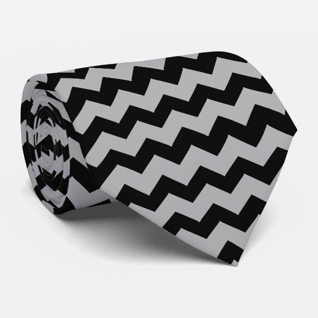 Grey Zig Zag Stripe Any Colour Background Neck Tie (Rolled)