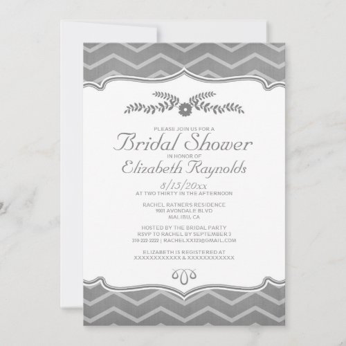 Grey Zigzag Bridal Shower Invitations