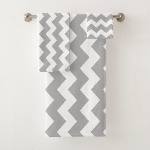 Grey Zigzag Striped Bath Towel Set