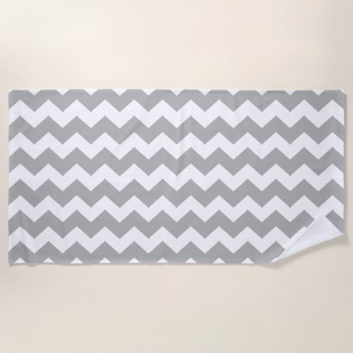 Grey Zigzag Striped Beach Towel