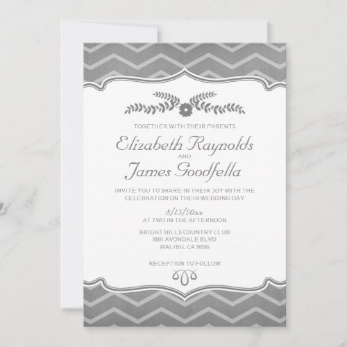 Grey Zigzag Wedding Invitations
