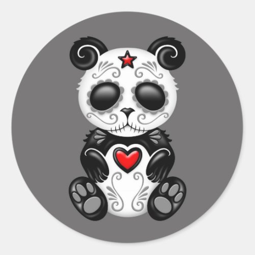 Grey Zombie Sugar Panda Classic Round Sticker