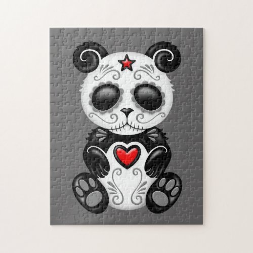 Grey Zombie Sugar Panda Jigsaw Puzzle