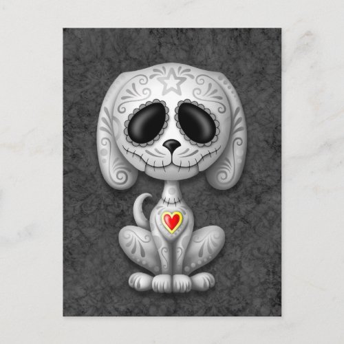 Grey Zombie Sugar Puppy Postcard