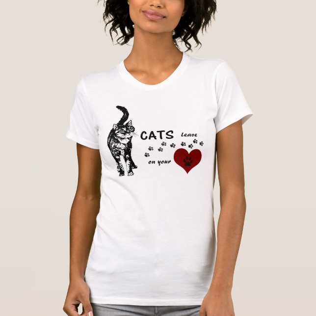 Greyfoot Cat Rescue Paw prints on your Heart Shirt (Front)