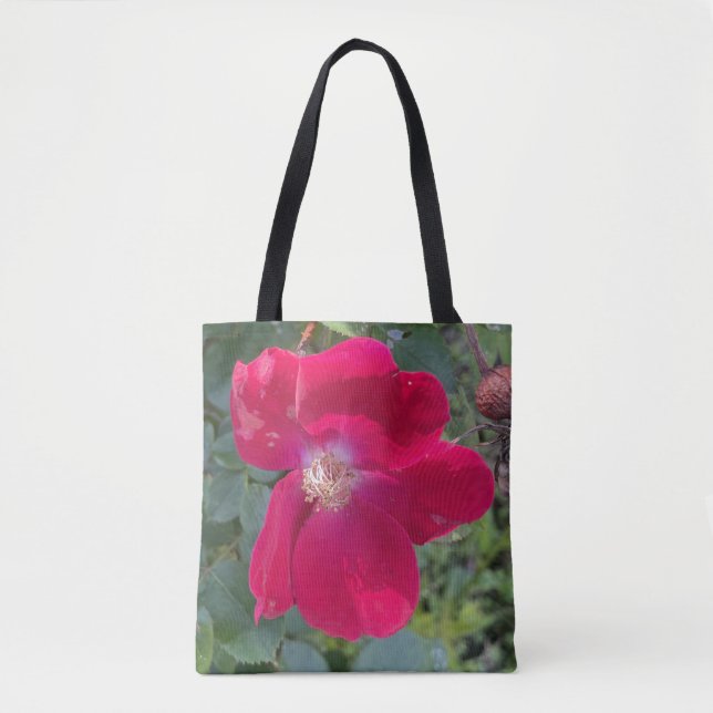 greyforaday Red Floral Tote (Front)