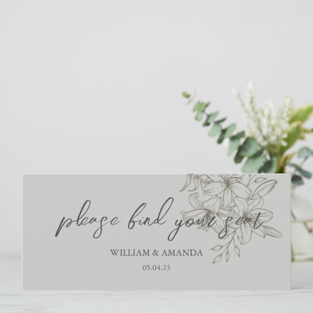  GreyGarden Delights Seating Chart Header Grey Invitation (Standing Front)