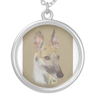 Greyhound 2 silver plated necklace
