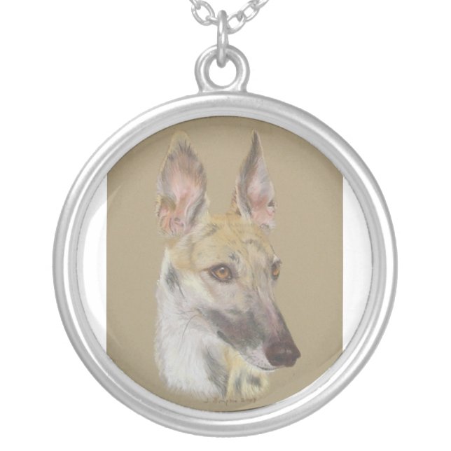 Greyhound 2 silver plated necklace (Front)