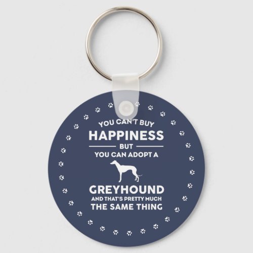 Greyhound adoption happiness keychain