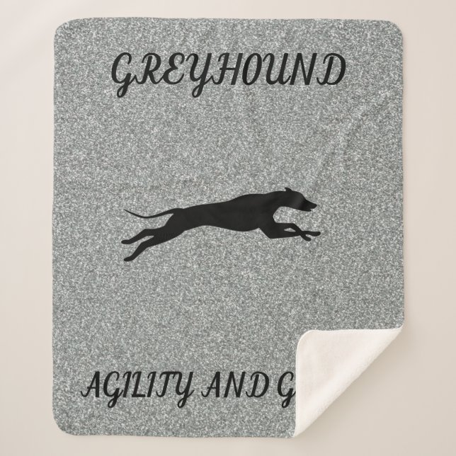 GREYHOUND "Agility and Grace" sherpa blanket. Blanket (Front)