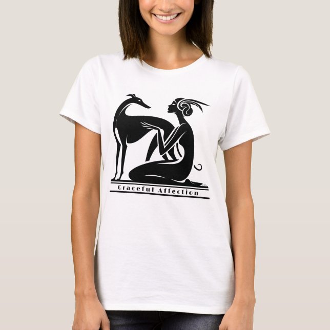 Greyhound And Woman Art Deco Style T-Shirt (Front)