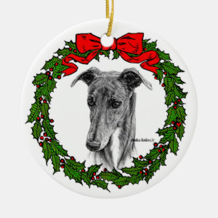 Greyhound Art by Glenda S. Harlan Ceramic Ornament