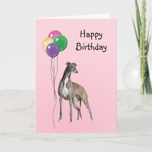 Greyhound Birthday Balloons Card