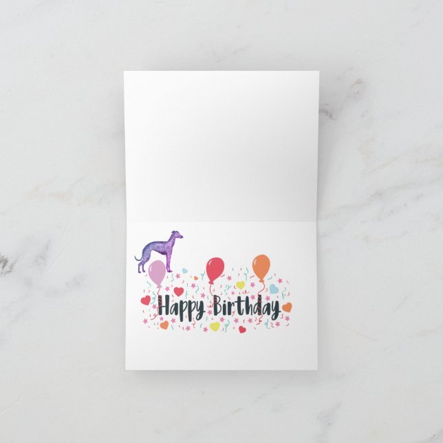 Greyhound birthday card (Inside)
