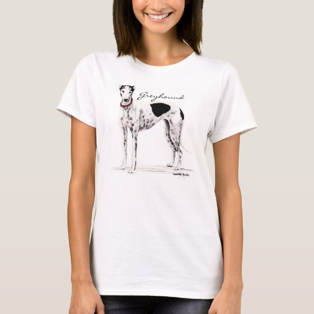 Greyhound Black and White Dog Art Shirt (Front)