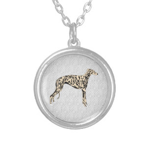 Greyhound Brindle Dog Silver Plated Necklace