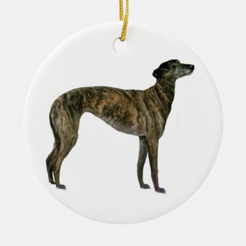 Greyhound _ Brindle standing Ceramic Ornament