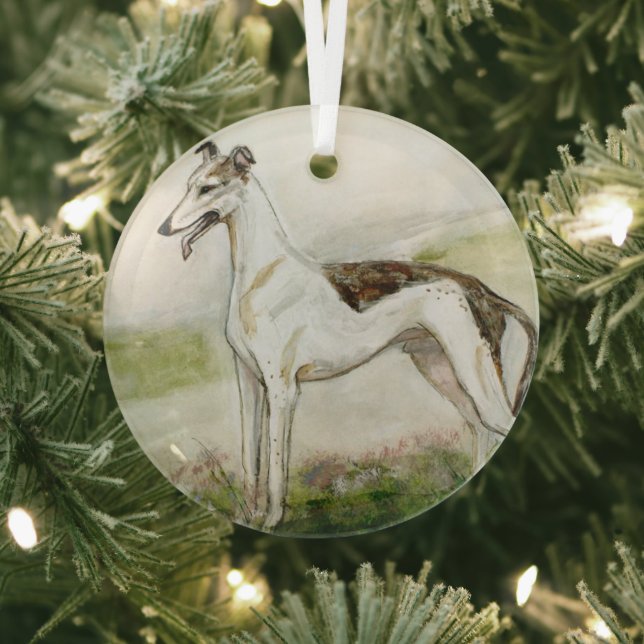 Greyhound by Hevener Glass Ornament (Insitu)