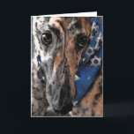 Greyhound card for Chanukah / Hanukkah / Passover<br><div class="desc">The card image is from a drawing I did of Tipper an ex-racing greyhound now in her forever home. Tipper is a brindle greyhound all dressed up in her Star of David bandana.</div>