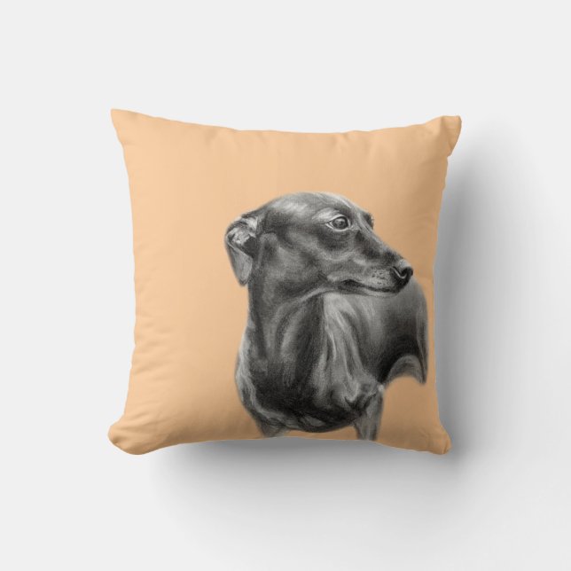 Greyhound Charcoal Hand Drawn Artwork Throw Pillow (Front)