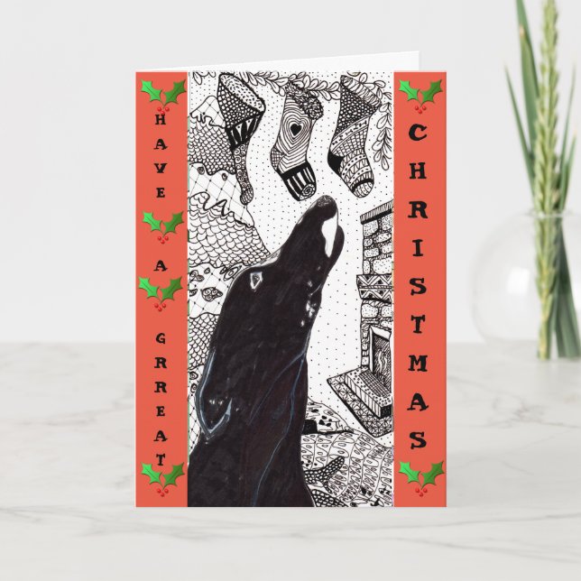 Greyhound Christmas card (a31) (Front)