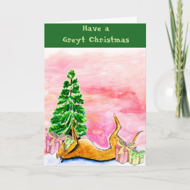 Greyhound Christmas card (a324) (Front)