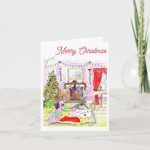 Greyhound Christmas Card _ Naughty Houndies