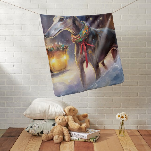 Greyhound Christmas Festive Season  Baby Blanket (In Situ)