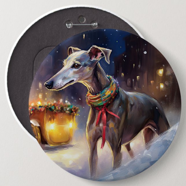 Greyhound Christmas Festive Season  Button (Front & Back)