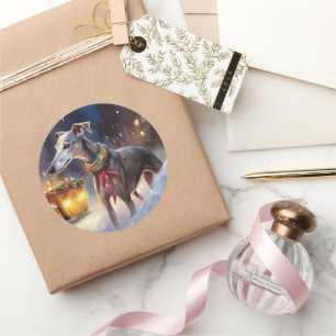 Greyhound Christmas Festive Season Classic Round Sticker