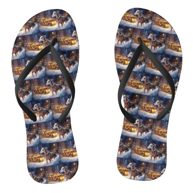Greyhound Christmas Festive Season  Flip Flops (Footbed)