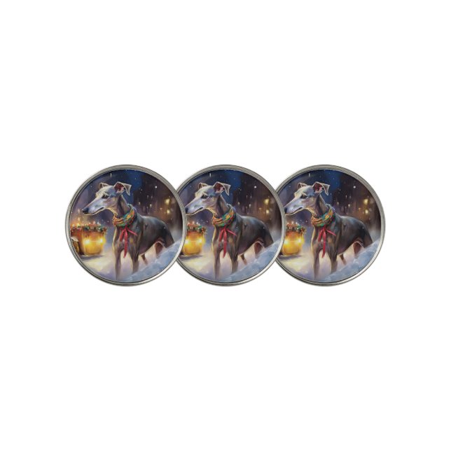 Greyhound Christmas Festive Season  Golf Ball Marker (3 Up)