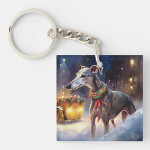Greyhound Christmas Festive Season Keychain