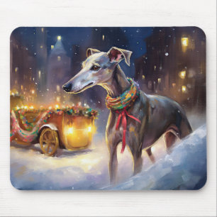 Greyhound Christmas Festive Season Mouse Pad
