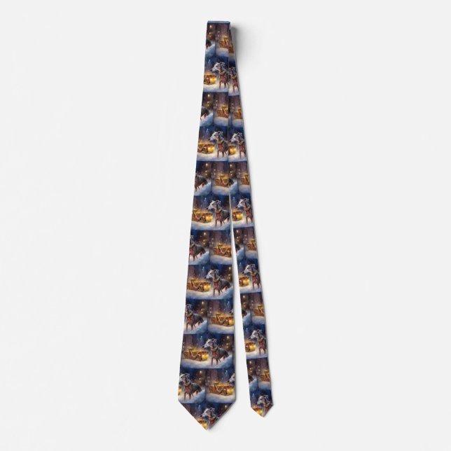 Greyhound Christmas Festive Season  Neck Tie (Front)